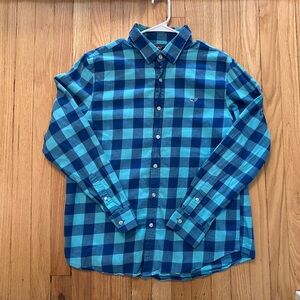 Vineyard Vines Teal and Navy Plaid Men's Shirt